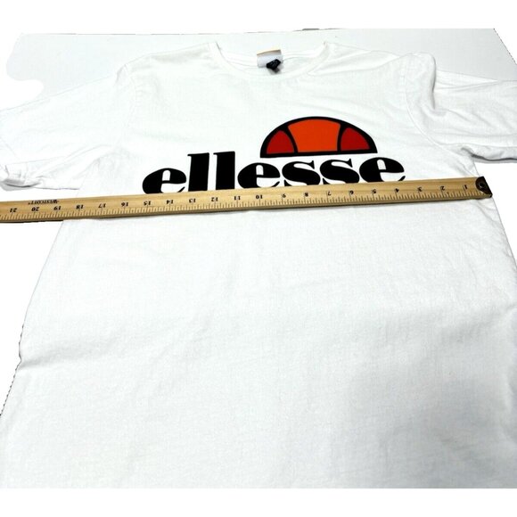 Ellesse White T-Shirt Men's Crew Neck Graphic Tee, Regular Fit Heritage Logo, M - Picture 5 of 7